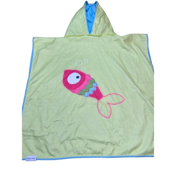 Reversible Kids Hooded Towel Poncho FlapJackKids Great Catch Fish Upon Star NWT - Picture 3 of 5